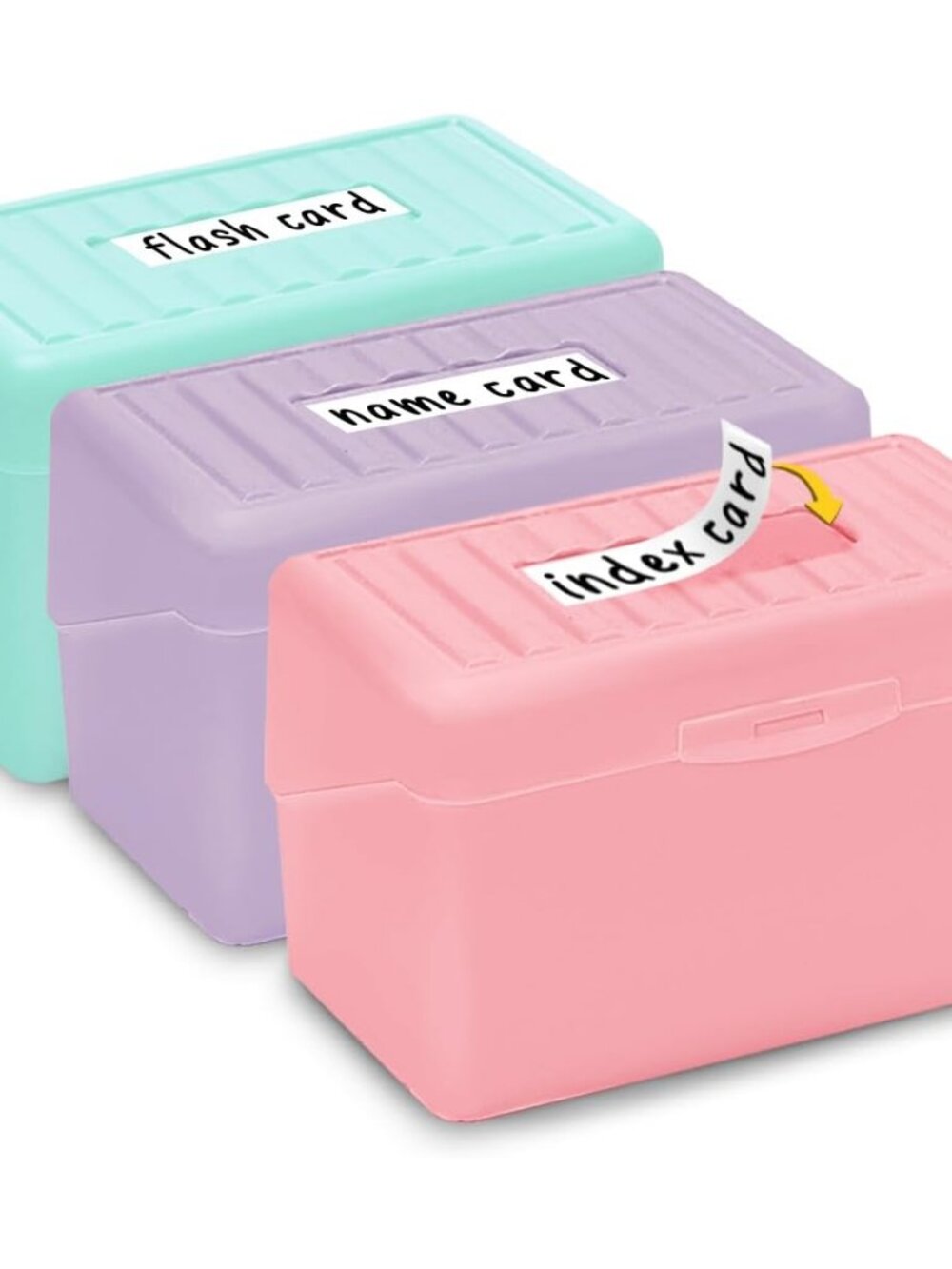 Index Card Holder 3x5, Index Card Box Organizer, 3 Pack, Pastel Colors
